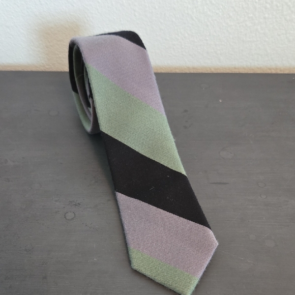 The Tie Bar Green, Gray, Black Tie Wool And Silk Blend - Picture 1 of 5